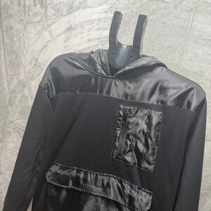 NovaMen Everything We Need Hoodie Black Quilted‎ Pocket Zipper Drawstring Size L